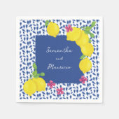 WATERCOLOR LEMONS BLAUE TILES SERVIETTE (Vorderseite)