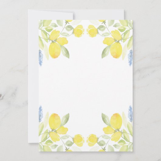 Watercolor Lemons Champagne Glass Bachelorette Einladung (Rückseite)