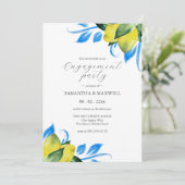 Watercolor Lemons Engagement Party Einladung (Stehend Vorderseite)