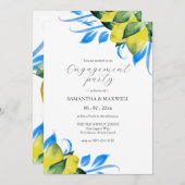 Watercolor Lemons Engagement Party Einladung (Vorne/Hinten)