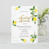 Watercolor Lemons Frame Bridal Shower  Einladung (Stehend Vorderseite)