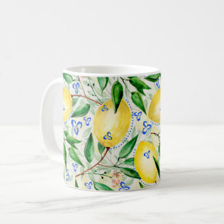 Watercolor lemons fruit kaffeetasse