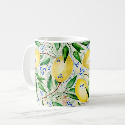 Watercolor lemons fruit kaffeetasse (Vorderseite Links)