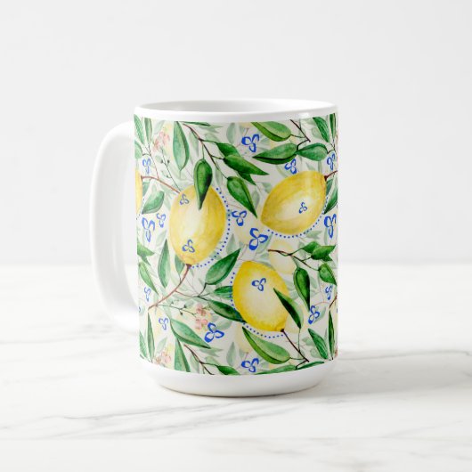 Watercolor lemons fruit kaffeetasse (Vorderseite Links)