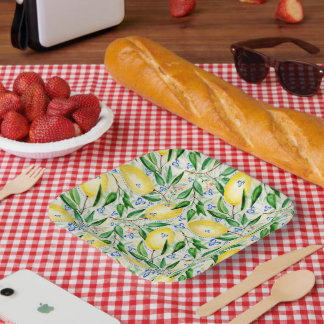 Watercolor lemons fruit pappteller