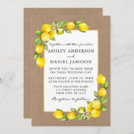 Watercolor Lemons Greenerity Kraft Wedding Einladung
