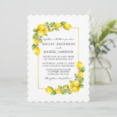 Watercolor Lemons Greenerity Wedding Green Einladung (Stehend Vorderseite)