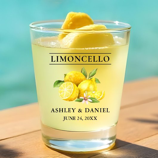 Watercolor Lemons Greenerity Wedding Limoncello Schnapsglas