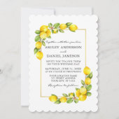 Watercolor Lemons Greenery Yellow Wedding Einladung (Vorderseite)