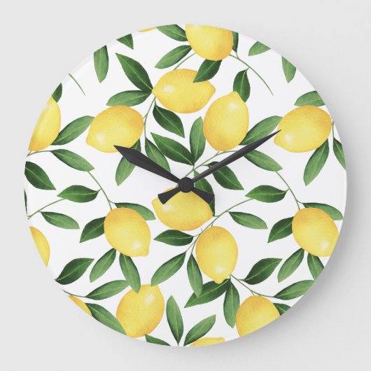 WATERCOLOR LEMONS GROßE WANDUHR (Vorderseite)