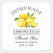 Watercolor Lemons Limoncello Wedding Danke Quadratischer Aufkleber (Vorderseite)