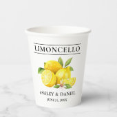 Watercolor Lemons Limoncello Wedding Pappbecher (Vorderseite)