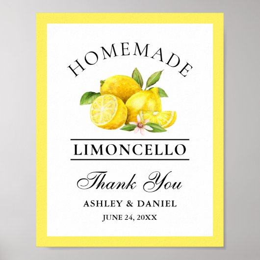 Watercolor Lemons Limoncello Wedding Poster (Vorne)