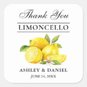 Watercolor Lemons Limoncello Wedding Quadratischer Aufkleber (Vorderseite)