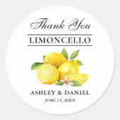 Watercolor Lemons Limoncello Wedding Runder Aufkleber (Vorderseite)