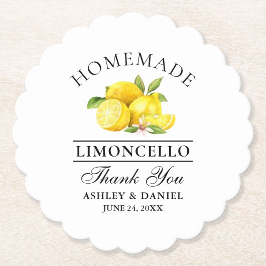 Watercolor Lemons Limoncello Wedding Untersetzer (Vorderseite)