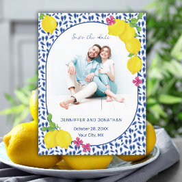 WATERCOLOR LEMONS SAVE THE DATE POSTCARD POSTKARTE