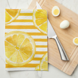 Watercolor Lemons & Stripes Geschirrtuch
