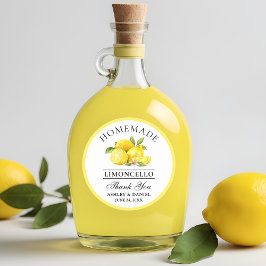 Watercolor Lemons Wedding Danke Limoncello Runder Aufkleber