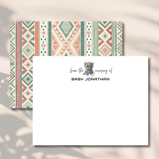 Watercolor Leopard Chic Nursery Note Card Einladung