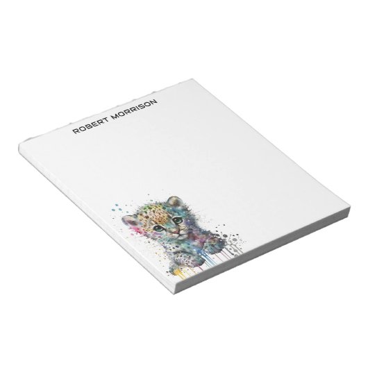 Watercolor Leopard Sophisticated Notepad Notizblock (angewinkelt)