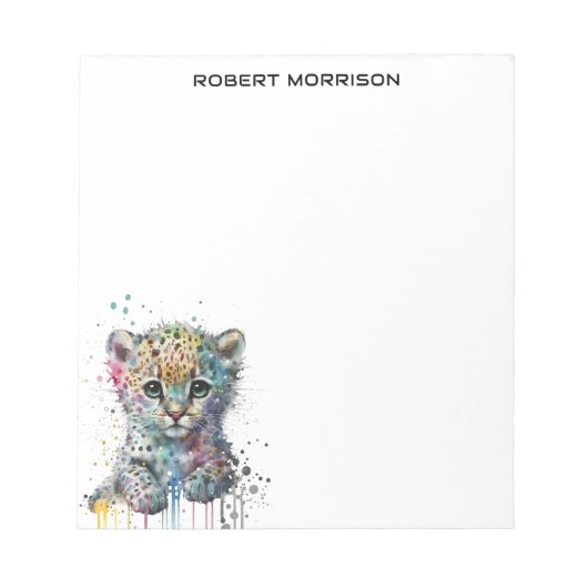 Watercolor Leopard Sophisticated Notepad Notizblock (Vorderseite)
