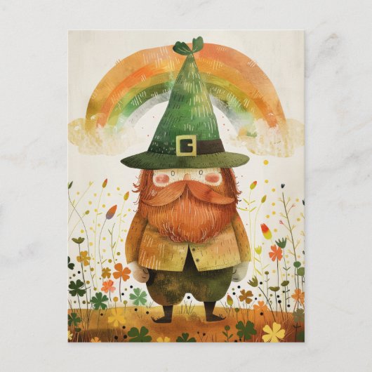 Watercolor Leprechaun Whimsical St. Patrick's Day Postkarte (Vorderseite)