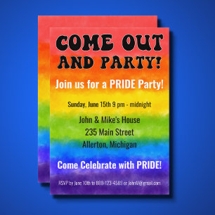 Watercolor LGBTQ PRIDE Month Party Invitation Einladung