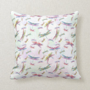 Watercolor-Libellen-aquamariner Lavendel-blaues Kissen