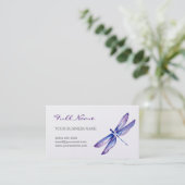 Watercolor-Libellen-Geschäfts-Karten | lila Visitenkarte (Stehend Vorderseite)