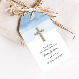 Watercolor Light Blue Boy Taufe Christening Geschenkanhänger