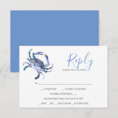Watercolor Light Blue Crab Reply RSVP Cards Karte (Vorne/Hinten)