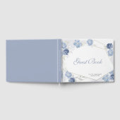 Watercolor Light Blue Floral Wedding Gästebuch (Voll)