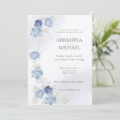 Watercolor Light Blue Wedding Invitation Einladung (Stehend Vorderseite)