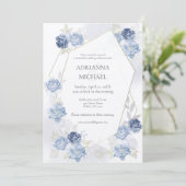 Watercolor Light Blue Wedding Invitation Einladung (Stehend Vorderseite)