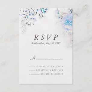 Watercolor Light Fresh Blue Floral Boho RSVP Card Karte