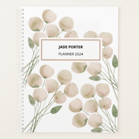 Watercolor Light Pink Florals Weekly Planner Planer (Vorderseite)