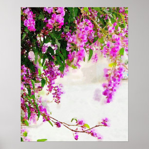 Watercolor-Lila-Blühendes-Reben-Poster (21,59 cm x Poster