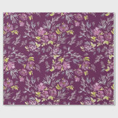 Watercolor Lila Blume Muster Umhüllungspapier Geschenkpapier (Flach)