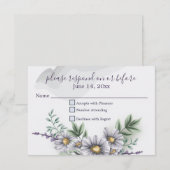 Watercolor Lila Daisy Wedding RSVP Karte (Vorne/Hinten)