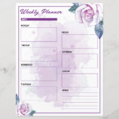 Watercolor Lila Floral Weekly Planer (Vorderseite)