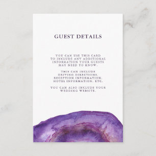 Watercolor Lila Geode Wedding Guest Information Begleitkarte