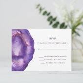 Watercolor Lila Geode Wedding RSVP (Stehend Vorderseite)