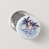 Watercolor-lila geometrisches Palme-Muster Button (Vorne & Hinten)