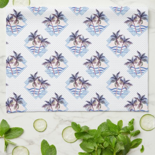 Watercolor-lila geometrisches Palme-Muster Geschirrtuch (Gefaltet)