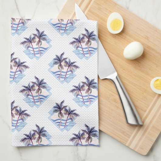 Watercolor-lila geometrisches Palme-Muster Geschirrtuch (Viertel Falte)