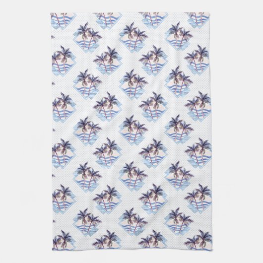 Watercolor-lila geometrisches Palme-Muster Geschirrtuch (Vertikal)