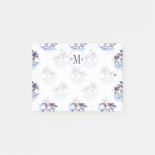 Watercolor-lila geometrisches Palme-Muster Post-it Klebezettel (Vorderseite)