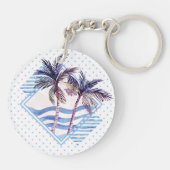 Watercolor-lila geometrisches Palme-Muster Schlüsselanhänger (Rückseite)