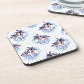 Watercolor-lila geometrisches Palme-Muster Untersetzer (Linke Seite)